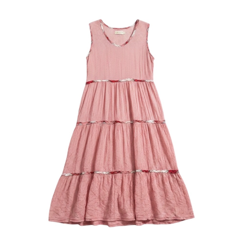 Bodil Tiered Seersucker Pinstripe Maxi Dress